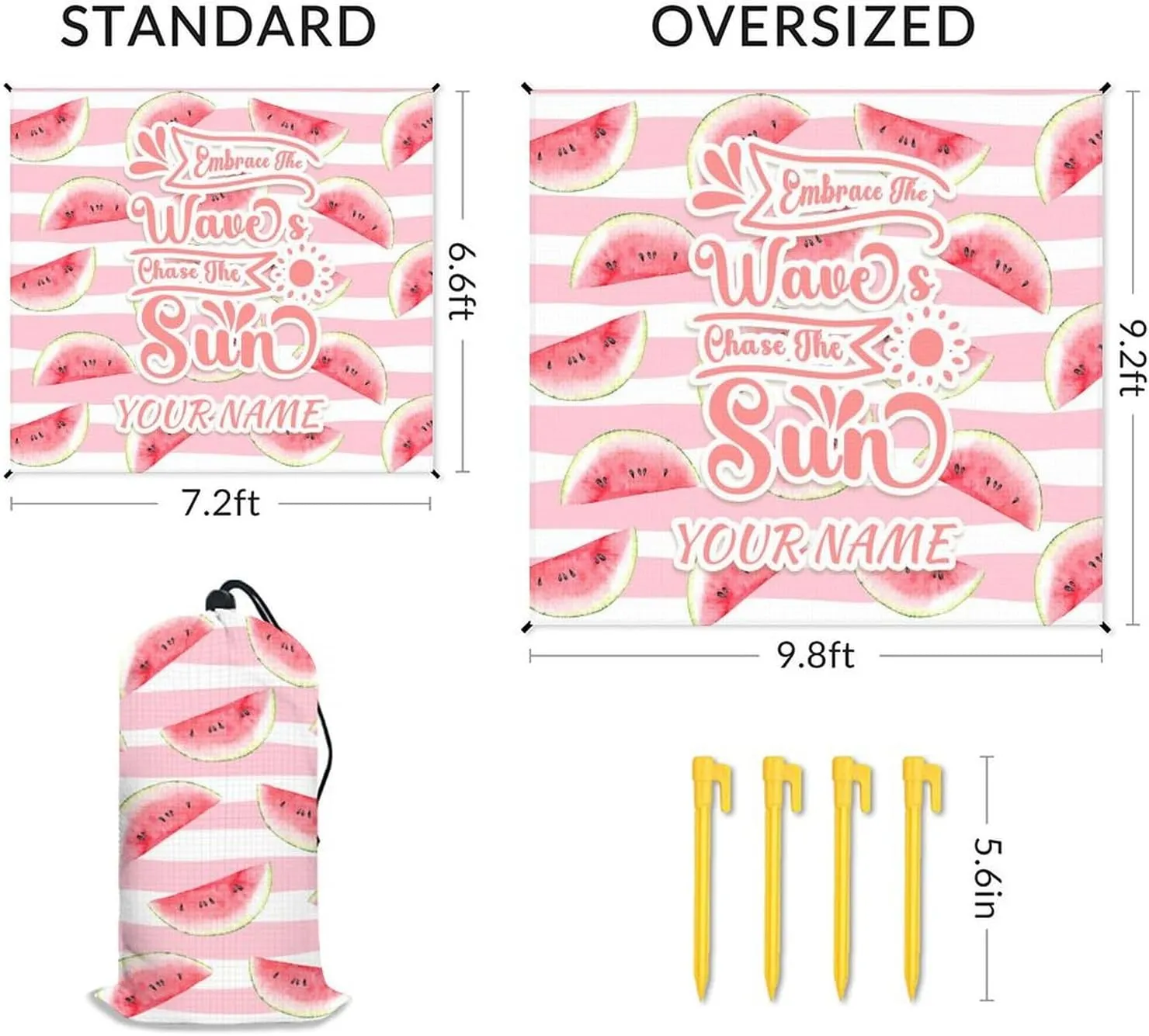 Mercuryelf Beach Mat Sand Free Waterproof - Beach Accessories Must Haves with Stakes & Sand Pocket - Custom Pink Beach Blanket Gift - 87x79 Inches Camping Picnic Blankets for Outdoors