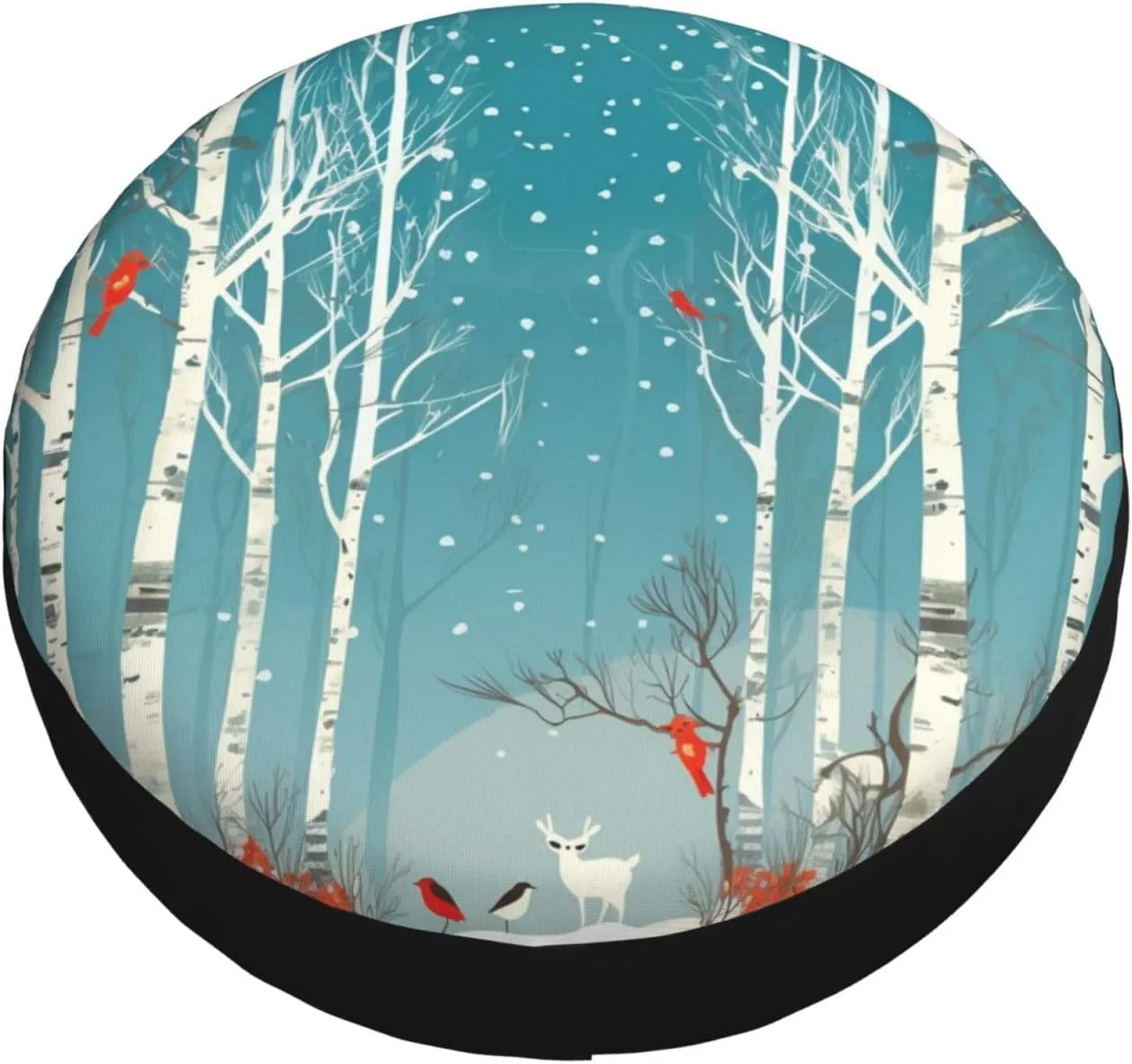 Merry Christmas Birch Tree Spare Tire Cover Weatherproof Wheel Covers Universal Wheel Protectors Portable Wheel Bags Camper Tire Covers for Trailer Rv Travel Accessories 15 inch