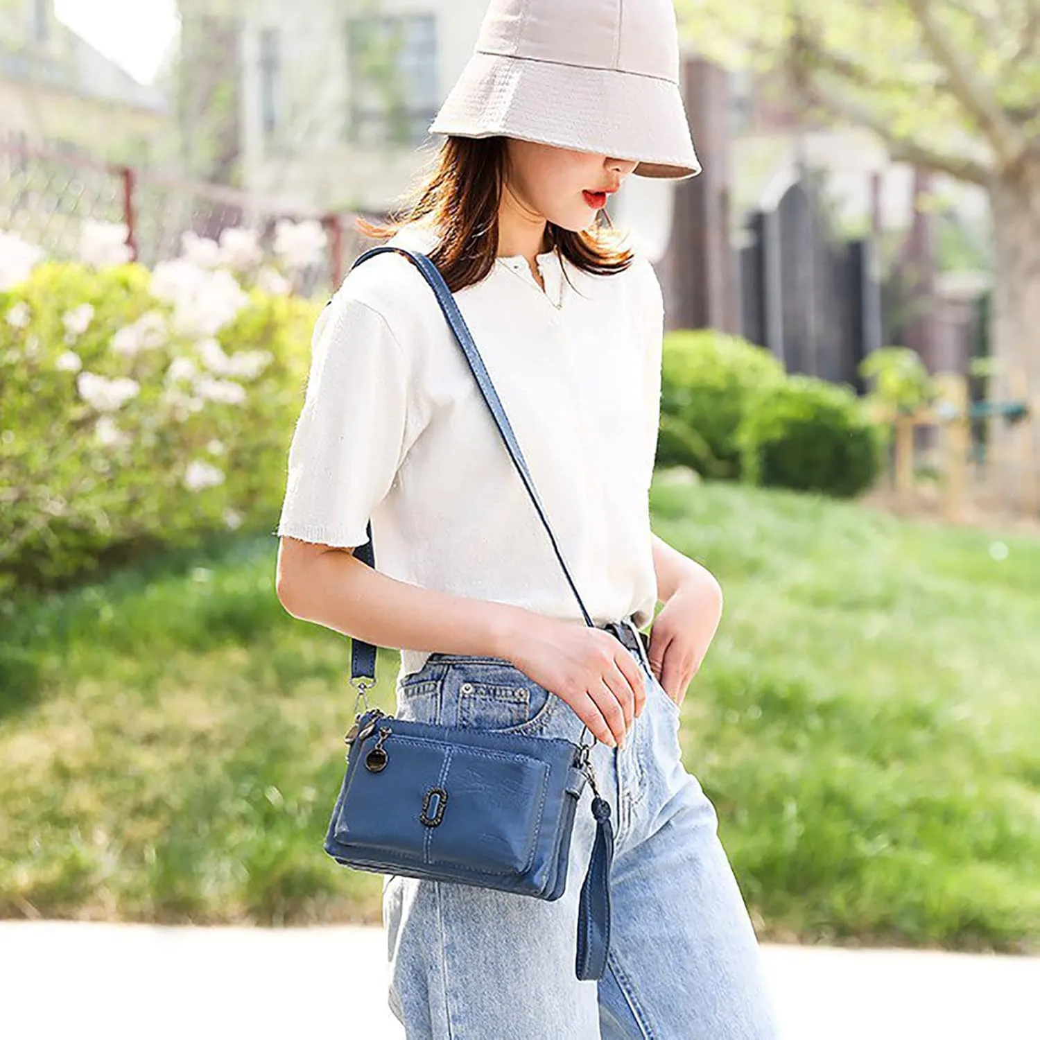 Messenger Bag Fashion Mobile Phone Change Small Square Bag Large Capacity Mobile Phone Bags Vintage (Yellow, One Size)