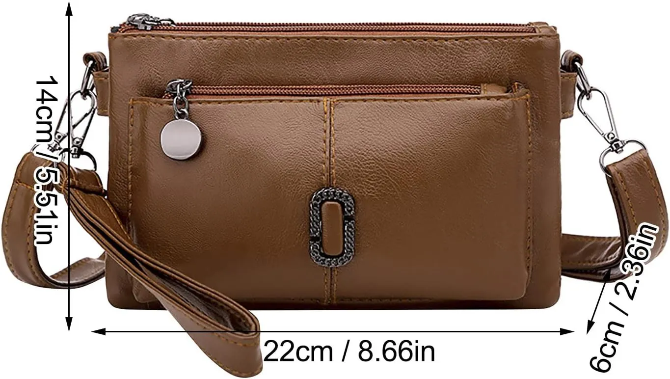 Messenger Bag Fashion Mobile Phone Change Small Square Bag Large Capacity Mobile Phone Bags Vintage (Yellow, One Size)