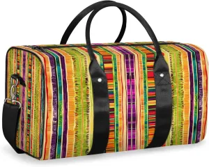Mexican Stripes Travel Duffle Bag, Sports Gym Bags for Women Men, Carry On Weekender Overnight Workout Airplane Trips Bag
