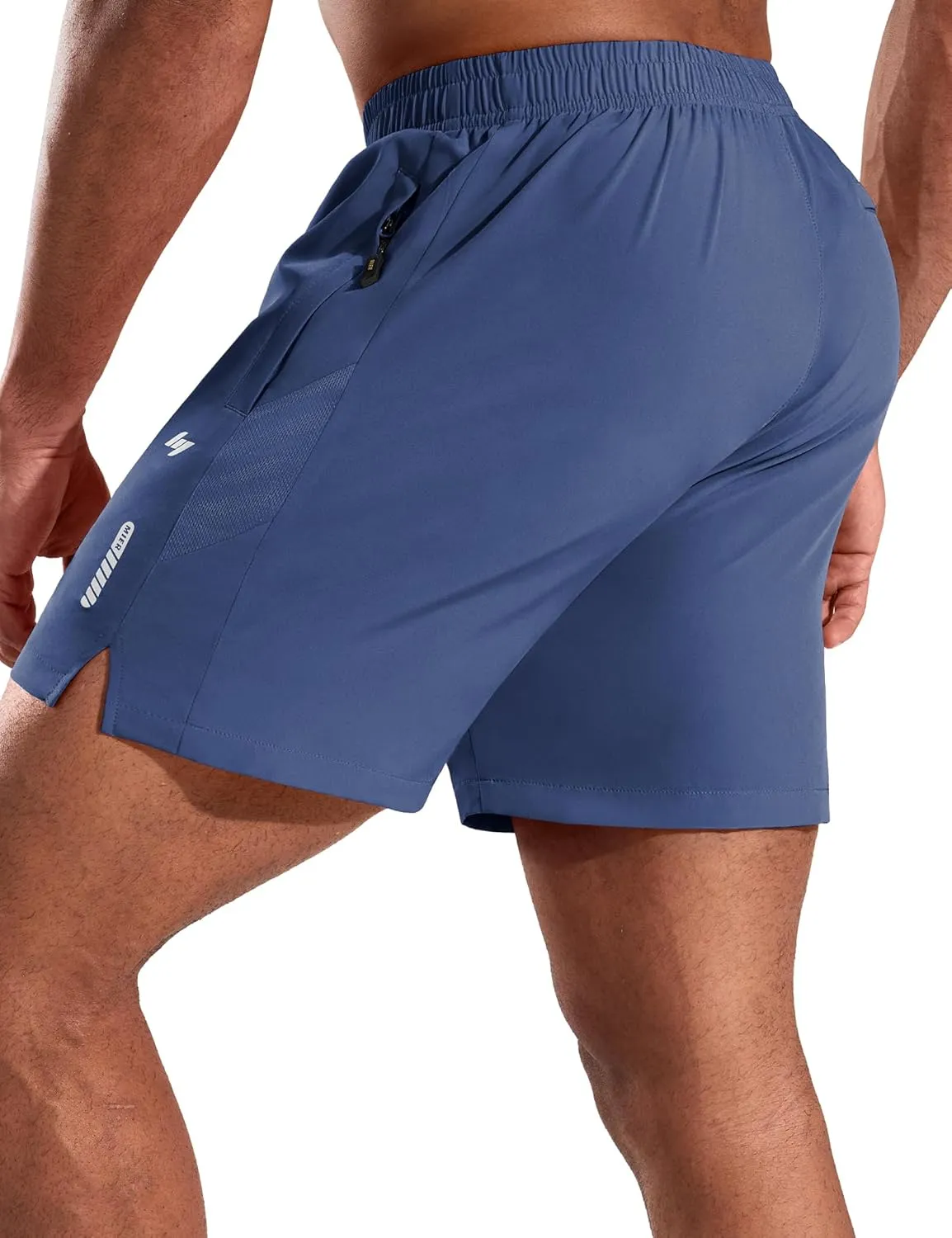 MIER Men's 5 Inch Inseam Running Shorts with Zipper Pockets Quick Dry Athletic Gym Workout No Liner Shorts, Lightweight