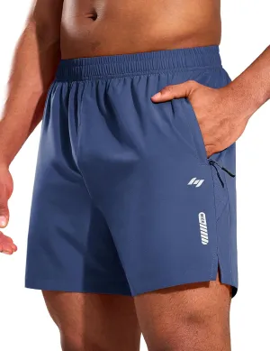 MIER Men's 5 Inch Inseam Running Shorts with Zipper Pockets Quick Dry Athletic Gym Workout No Liner Shorts, Lightweight
