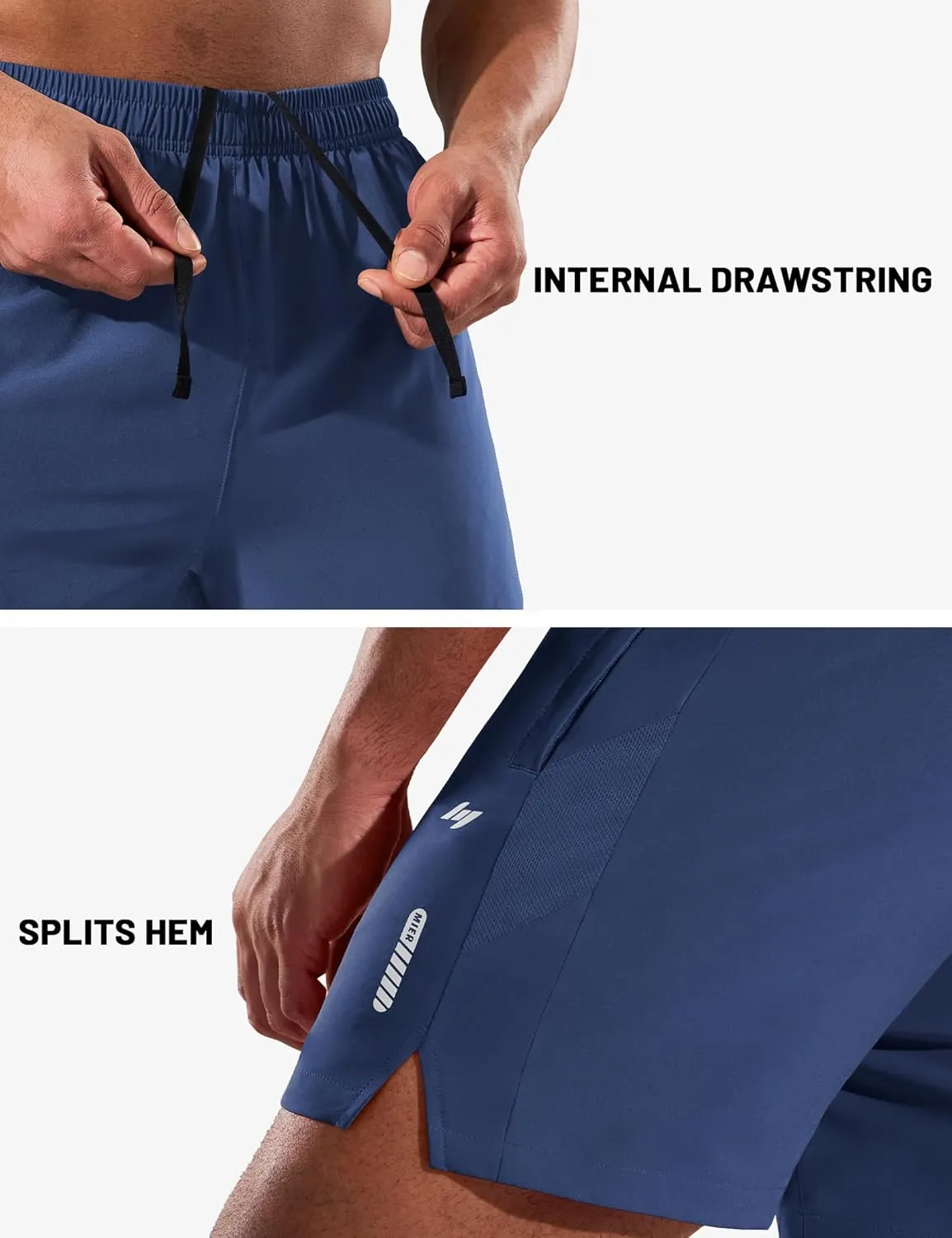 MIER Men's 5 Inch Inseam Running Shorts with Zipper Pockets Quick Dry Athletic Gym Workout No Liner Shorts, Lightweight