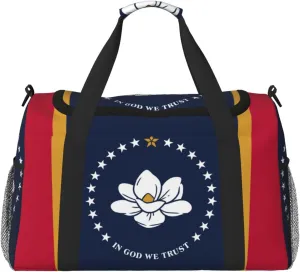 Mississippi State Flag print Carry on Luggage for Women Men Shoulder Weekender Crossbody Bag for Yoga Travel Must Haves