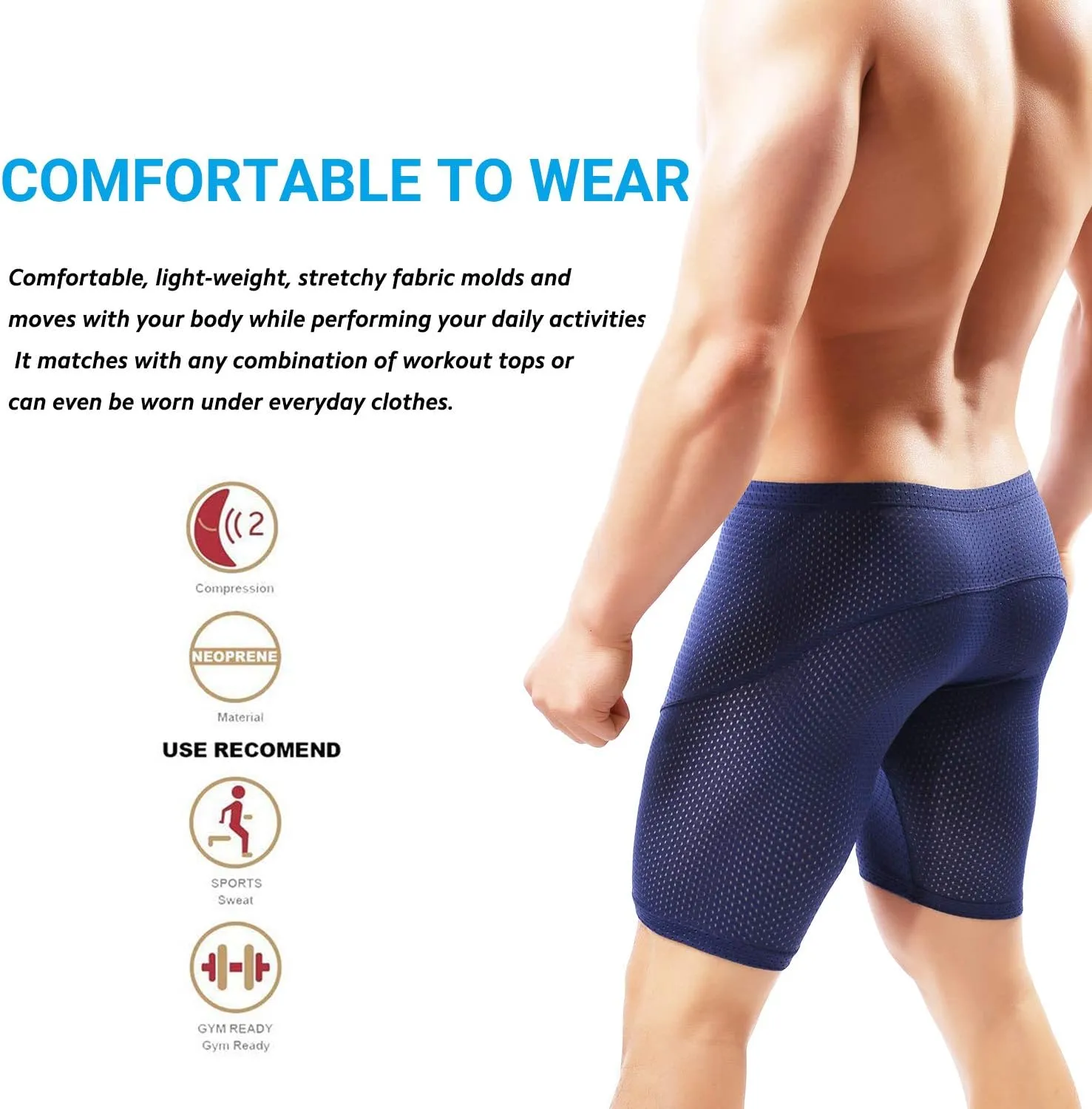 MIZOK Men's Tight Yoga Mesh Training Bodybuilding Gym Workout Shorts Jammer Swimsuit