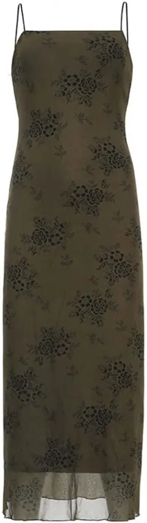 MLAFE Gothic Long Skirt Fairy Garbage Skirt Sling Skirt Dark Print Narrow Waist Long Skirt Y2k Skirt Harajuku Skirt