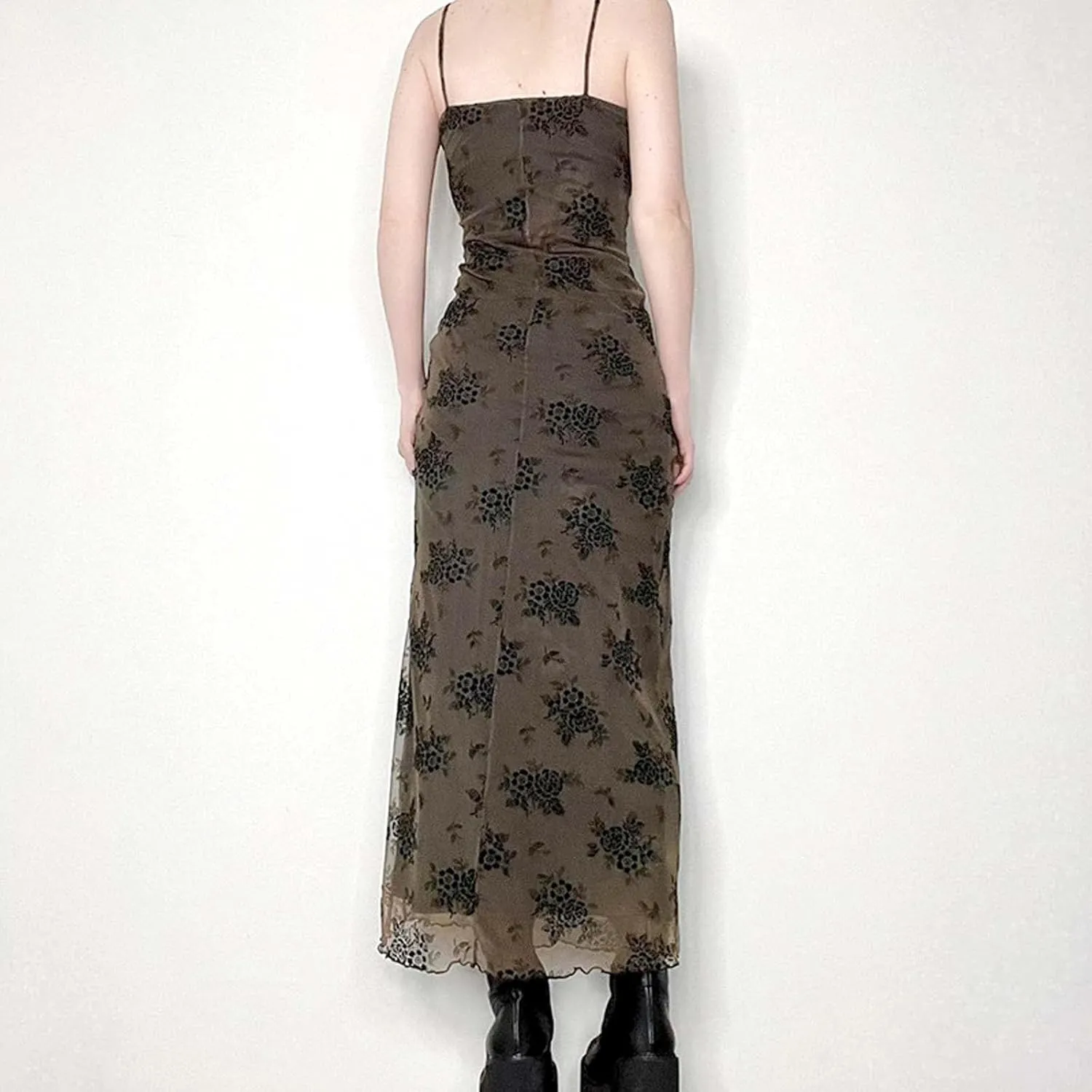 MLAFE Gothic Long Skirt Fairy Garbage Skirt Sling Skirt Dark Print Narrow Waist Long Skirt Y2k Skirt Harajuku Skirt