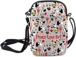 MNIGIU Horror Movie Inspired Gift Horror Clown Crossbody Bag Peace Love Art Horror Theme Shoulder Bag Clown Movie Lover Gift