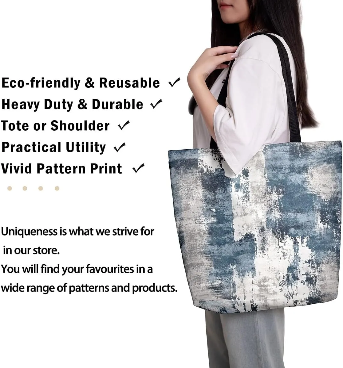 Modern Abstract Canvas Tote Bag Vintage Ombre Art Sandproof Beach Bag,Minimalism Red Orange Blue