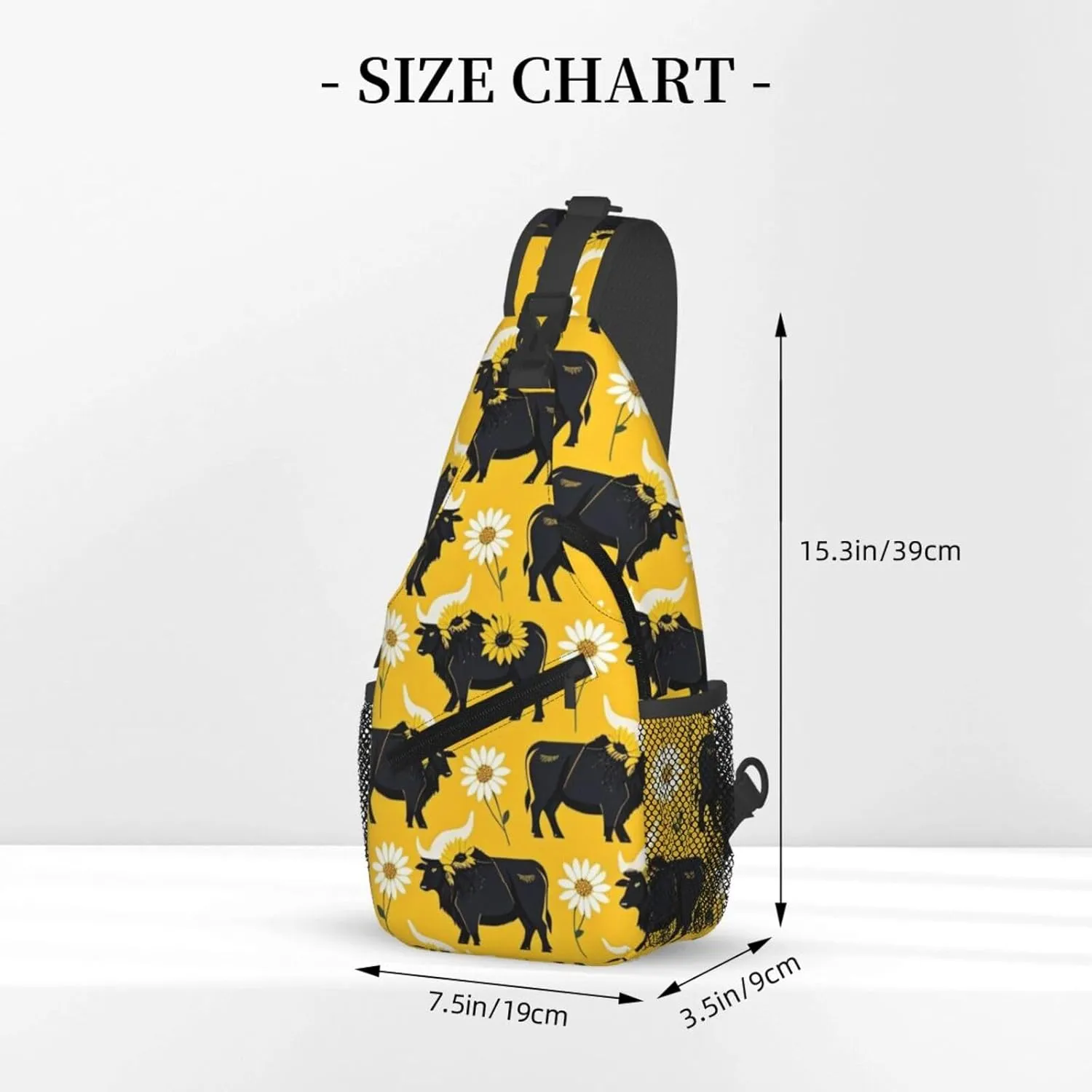 Modern Black Buffalo Sunflower Crossbody Bags Cross Chest Bag Adjustable Sling Backpack for Women Men