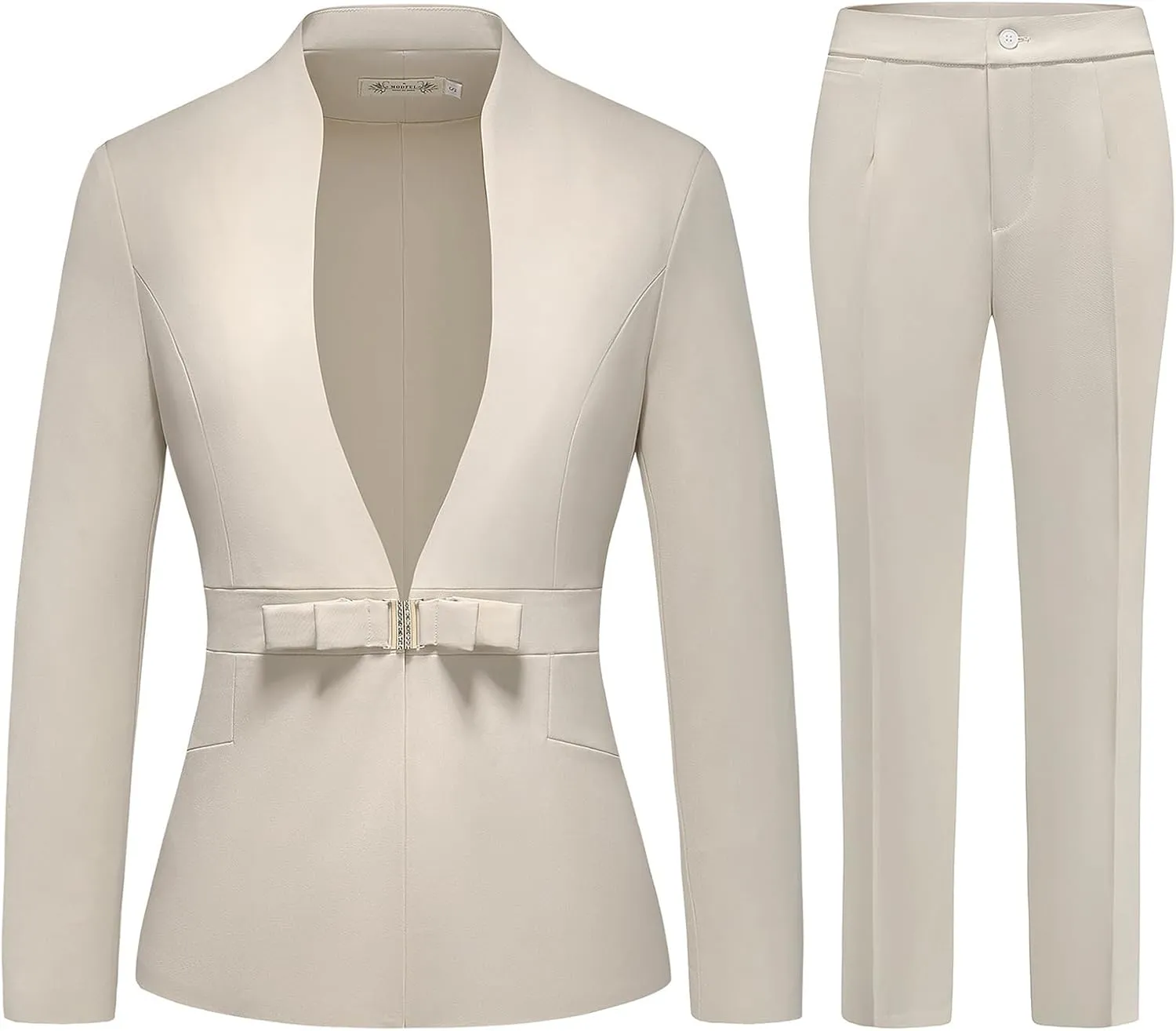 MODFUL Women's Business Pant Suit Set 2 Piece Slim Fit Blazer Jacket One Button Buckle Closure Lady Work Suit for Office