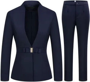 MODFUL Women's Business Pant Suit Set 2 Piece Slim Fit Blazer Jacket One Button Buckle Closure Lady Work Suit for Office