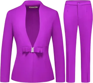 MODFUL Women's Business Pant Suit Set 2 Piece Slim Fit Blazer Jacket One Button Buckle Closure Lady Work Suit for Office