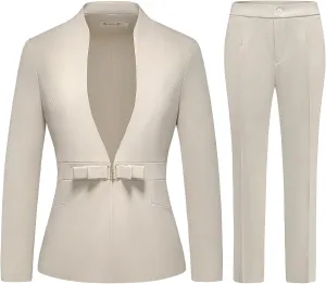 MODFUL Women's Business Pant Suit Set 2 Piece Slim Fit Blazer Jacket One Button Buckle Closure Lady Work Suit for Office