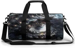 Monochrome Dragon Eye Large Gym Bag Novelty Lightweight Duffel Bag Travel Tote Bags