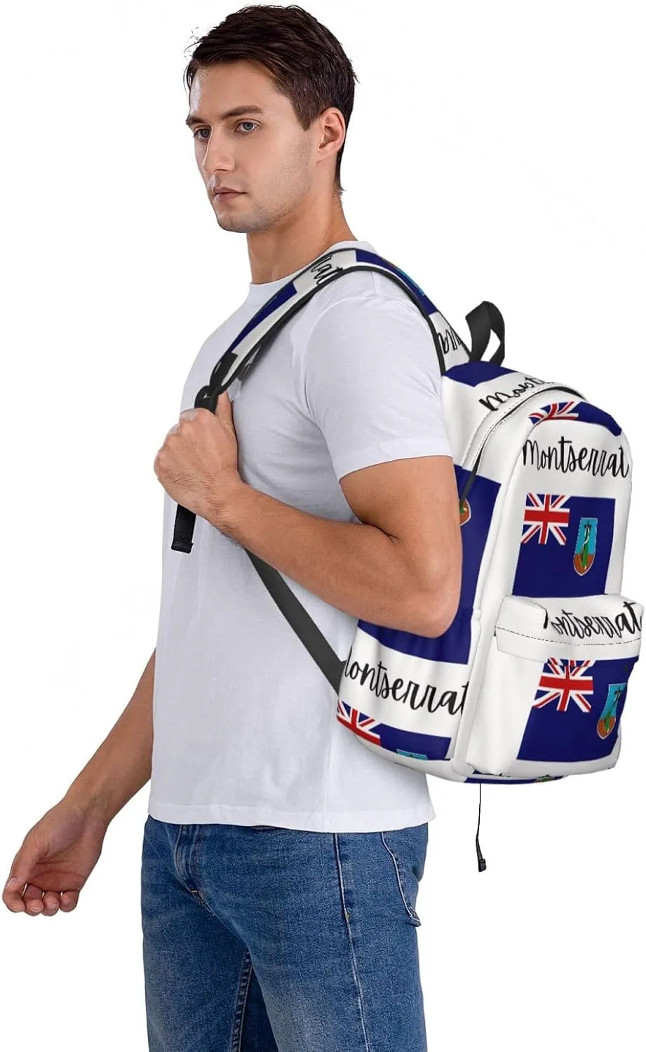 Montserrat Pride Flag Casual Backpack Large Capacity Travel Backpacks Laptop Daypack Commuter Rucksack Adjustable Strap Sports Bags for Hiking Biking
