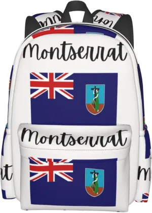 Montserrat Pride Flag Casual Backpack Large Capacity Travel Backpacks Laptop Daypack Commuter Rucksack Adjustable Strap Sports Bags for Hiking Biking