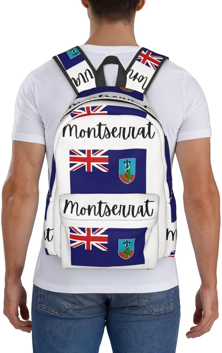 Montserrat Pride Flag Casual Backpack Large Capacity Travel Backpacks Laptop Daypack Commuter Rucksack Adjustable Strap Sports Bags for Hiking Biking