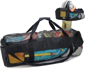 MOOCY Mesh Duffel Bag, XL Heavy Duty Beach Totes with Side Pockets and Zipper for Dive, Scuba, Diving, Snorkeling Storage | Workout, Gym, Wrestling Bag