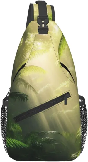 Morning Sunlight In Wilderness Pattern Sling Bag Cross Body Bag Shoulder Bag Fanny Pack Travel Hiking Daypack For Women Men