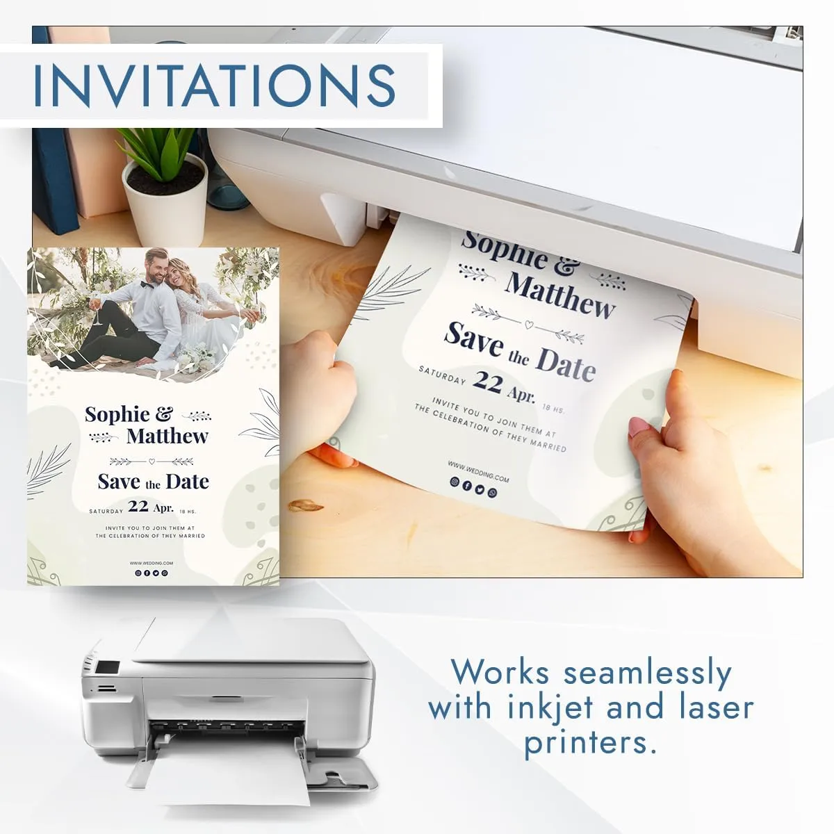 MOS Off White Cardstock Paper - 8.5" x 11" Heavy Card Stock (60 Sheets) - For Crafting, Resume Paper, Business Cards, Invitations, Menus & Certificates - Smooth Finish, Printer-Friendly