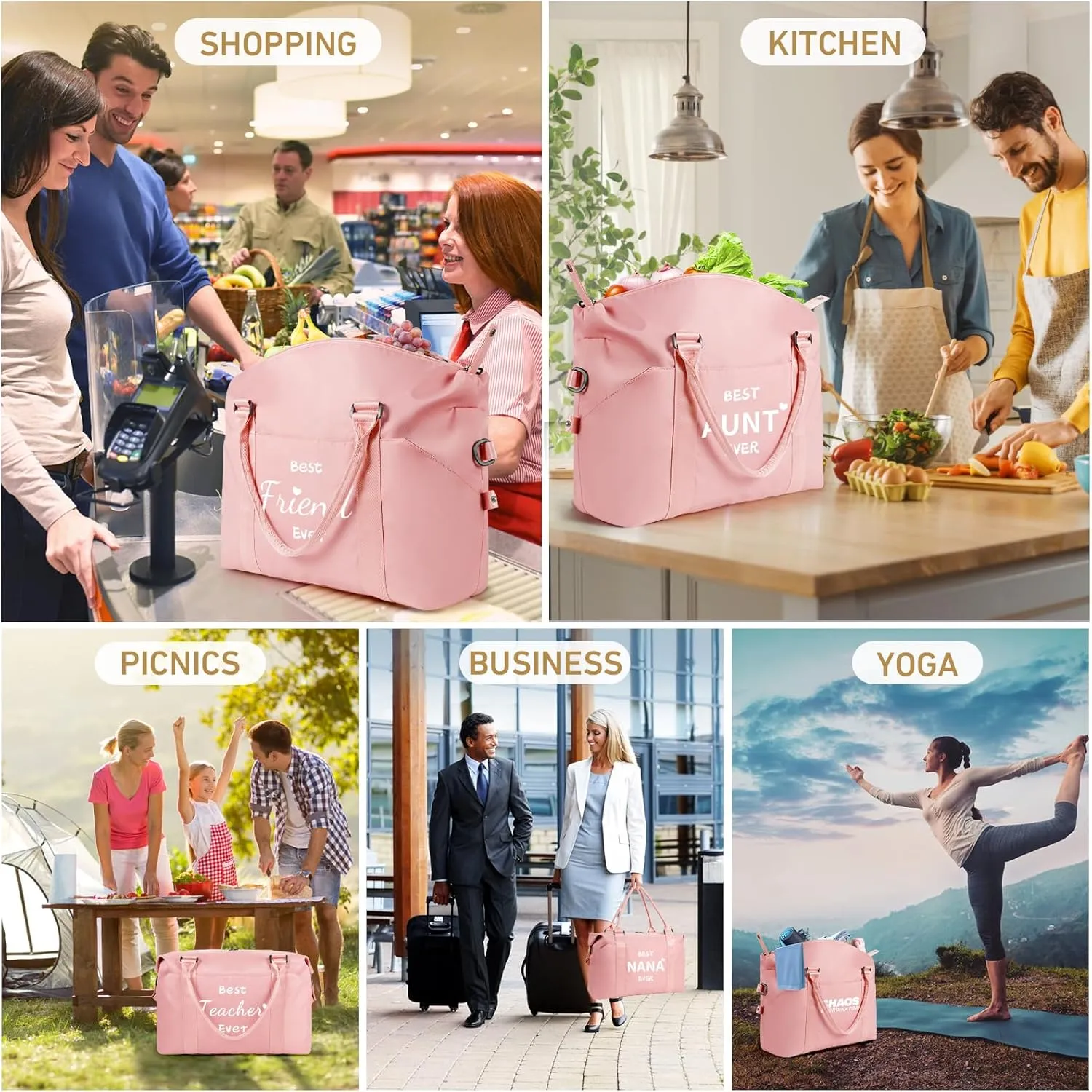 Mothers Day Gifts for Nana Pink Travel Duffle Bag Personalized Best Nana Birthday Gifts for Women Waterproof Weekender Bag