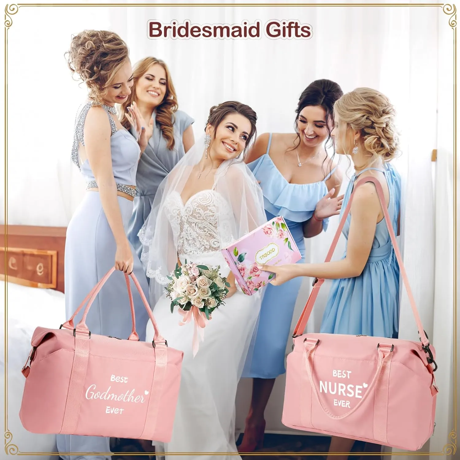 Mothers Day Gifts for Nana Pink Travel Duffle Bag Personalized Best Nana Birthday Gifts for Women Waterproof Weekender Bag