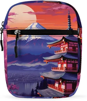 Mount Fuji And Cherry Flowers In Japan Famous Landscape Small Crossbody Bag Lightweight Satchel Bag Tote Bag Mini Handbag for Men Women