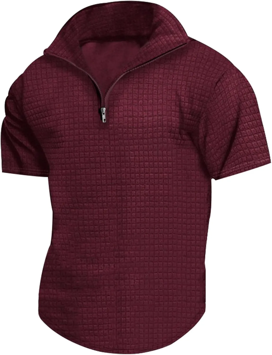 Muscularfit Tshirts Shirts for Men Short Sleeve Waffle Knit Quarter-Zip Pullover Tops Causal Fashion Gym Workout Tee Tops