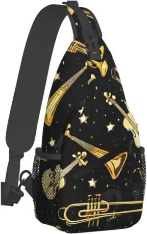 Musical Instruments Print Cross Chest Bag Diagonally,Sling Backpack Fashion Travel Hiking Daypack Crossbody Shoulder Bag For Men Women.