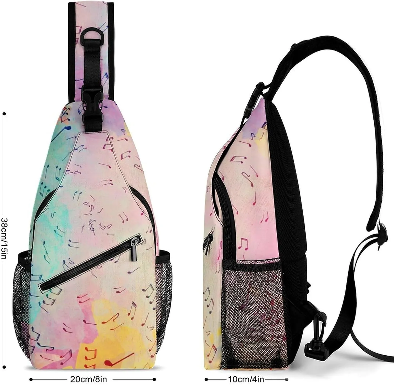 Musical-notes Pattern Sling Bag Crossbody Backpack for Men Women Chest Bag For Travel Hiking Cycling Camping