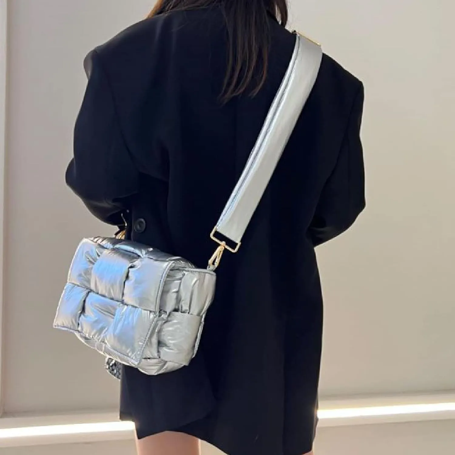 NAARIIAN Shoulder bags for women, Light-weight small puffer purses waterproof, hand-woven puffy bag crossbody handbag