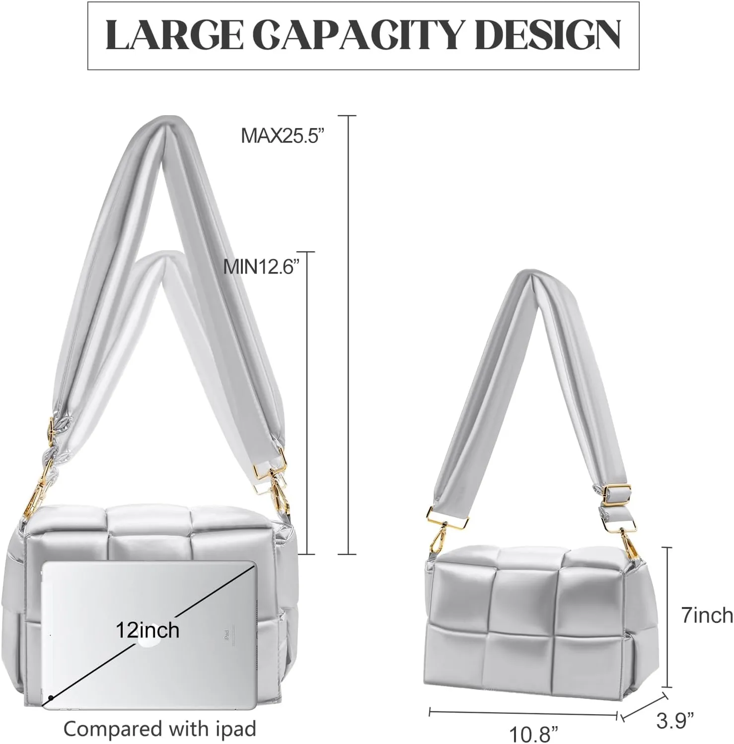 NAARIIAN Shoulder bags for women, Light-weight small puffer purses waterproof, hand-woven puffy bag crossbody handbag