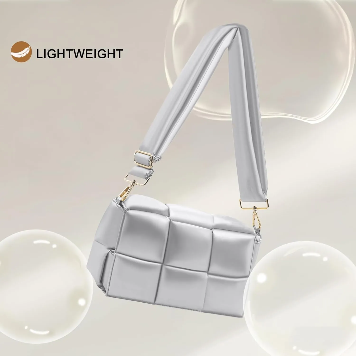 NAARIIAN Shoulder bags for women, Light-weight small puffer purses waterproof, hand-woven puffy bag crossbody handbag