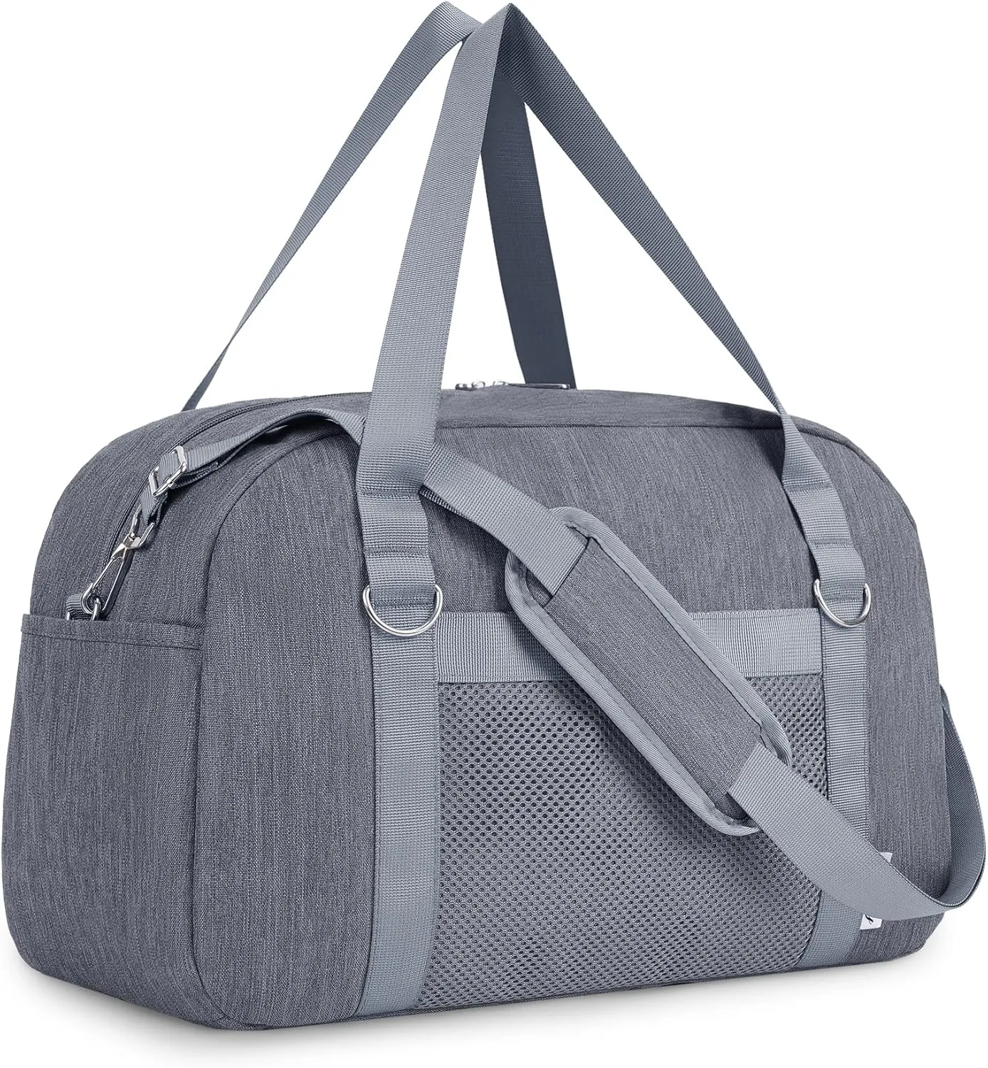 Narwey 18" Small Duffle Bag Carry on Underseat Luggage for Airplane with Wet Pocket Spirit Airlines Personal Item Bag 18x14x8 Travel Duffel Bag Gym Overnight for Women and Men (Grey)