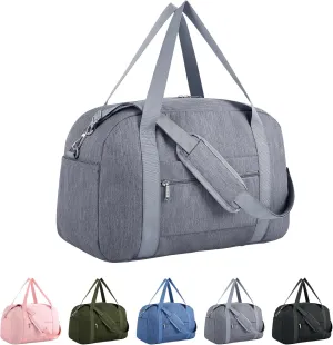 Narwey 18" Small Duffle Bag Carry on Underseat Luggage for Airplane with Wet Pocket Spirit Airlines Personal Item Bag 18x14x8 Travel Duffel Bag Gym Overnight for Women and Men (Grey)