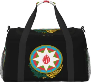 National Emblem Of Azerbaijan Travel Duffel Bag Large Foldable Waterproof Overnight Bag For Beach Swim Bags Pool Sports Gym