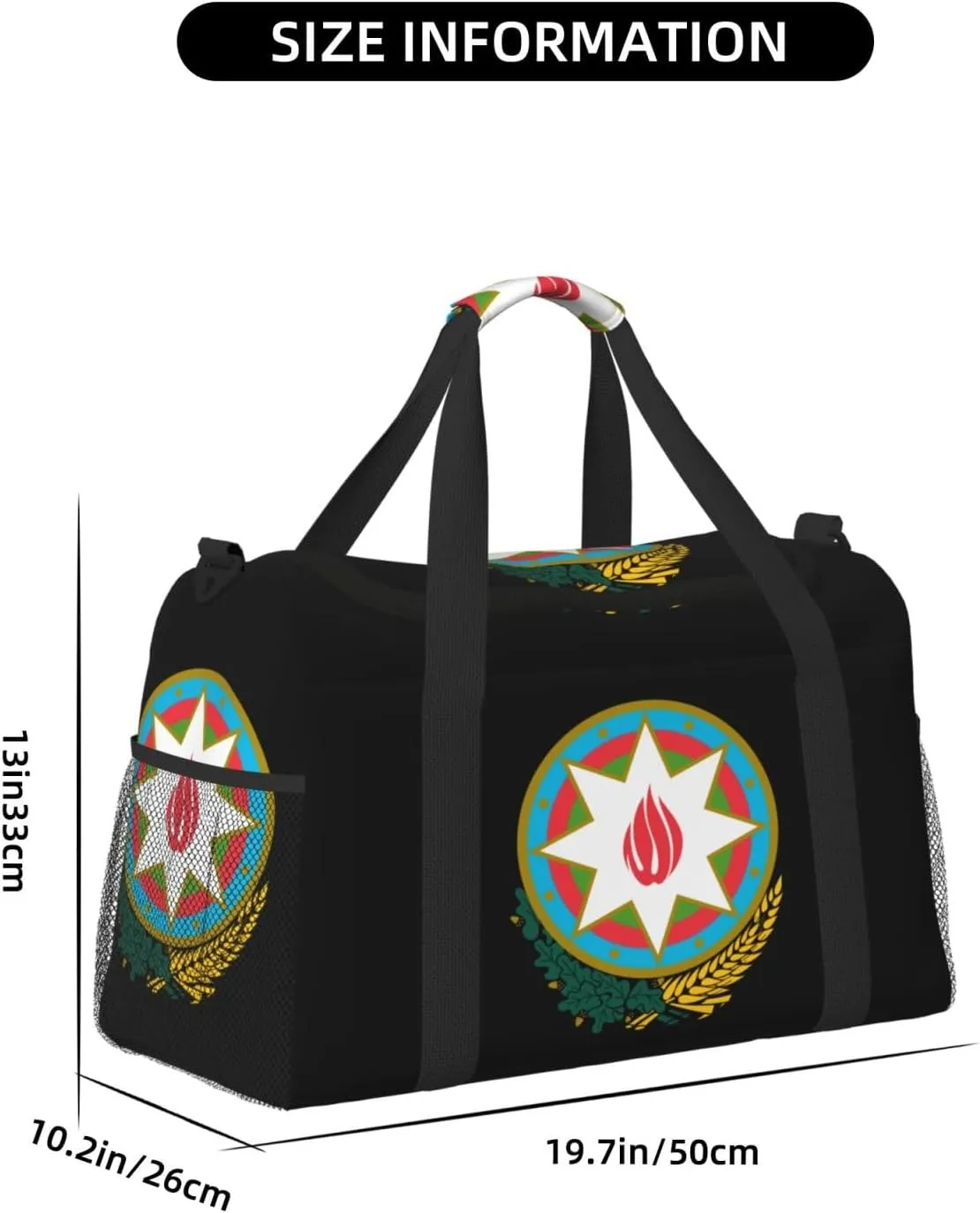 National Emblem Of Azerbaijan Travel Duffel Bag Large Foldable Waterproof Overnight Bag For Beach Swim Bags Pool Sports Gym