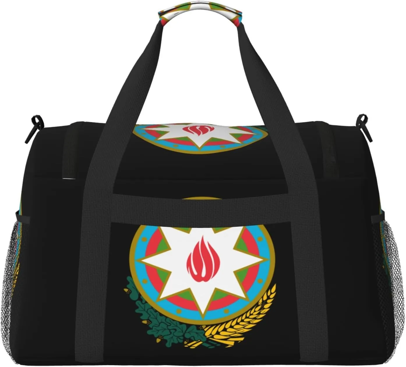 National Emblem Of Azerbaijan Travel Duffel Bag Large Foldable Waterproof Overnight Bag For Beach Swim Bags Pool Sports Gym