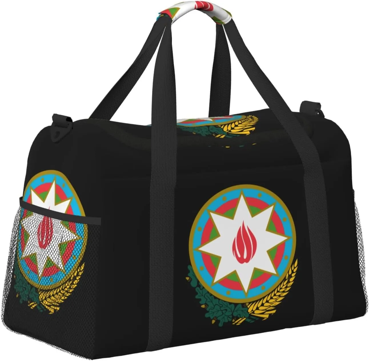National Emblem Of Azerbaijan Travel Duffel Bag Large Foldable Waterproof Overnight Bag For Beach Swim Bags Pool Sports Gym