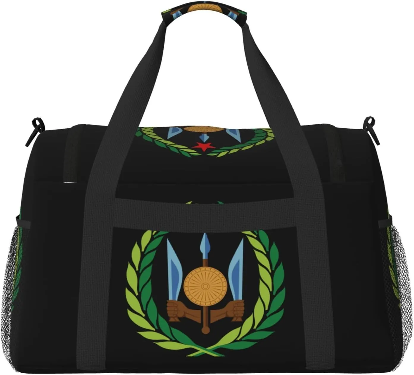 National Emblem Of Djibouti Travel Duffel Bag Large Foldable Waterproof Overnight Bag For Beach Swim Bags Pool Sports Gym