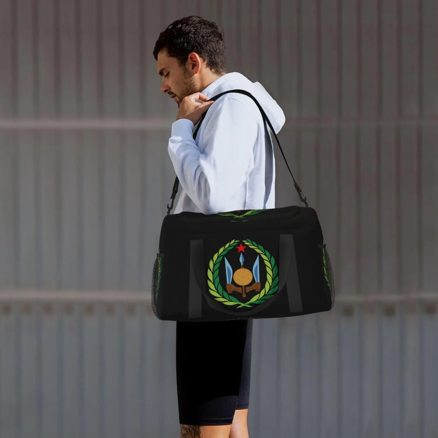 National Emblem Of Djibouti Travel Duffel Bag Large Foldable Waterproof Overnight Bag For Beach Swim Bags Pool Sports Gym