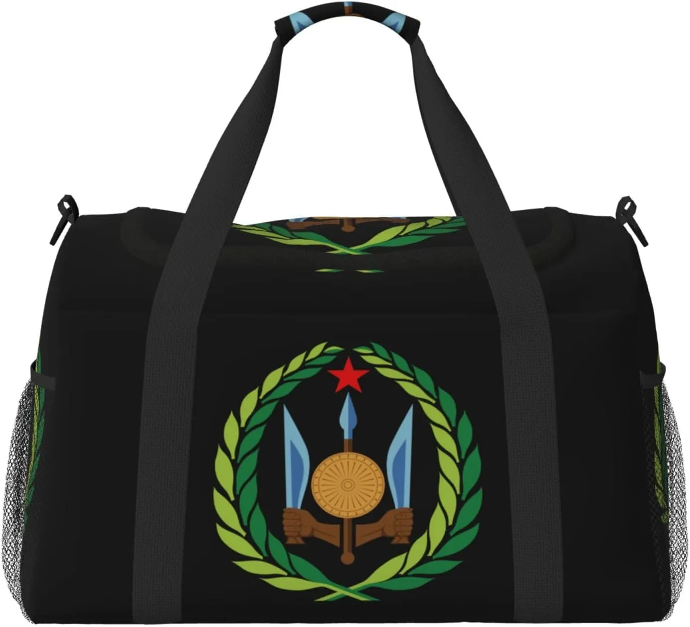 National Emblem Of Djibouti Travel Duffel Bag Large Foldable Waterproof Overnight Bag For Beach Swim Bags Pool Sports Gym