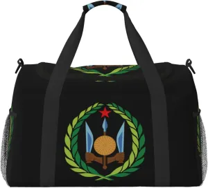 National Emblem Of Djibouti Travel Duffel Bag Large Foldable Waterproof Overnight Bag For Beach Swim Bags Pool Sports Gym