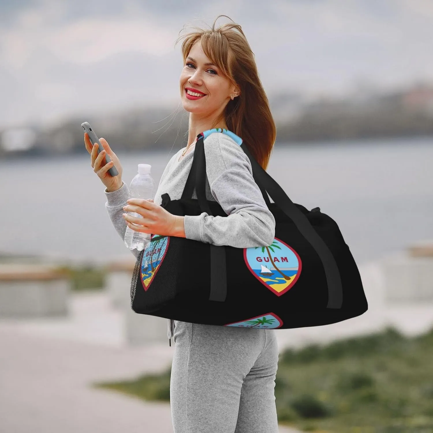 National Emblem Of Guam Travel Duffel Bag Large Foldable Waterproof Overnight Bag For Beach Swim Bags Pool Sports Gym