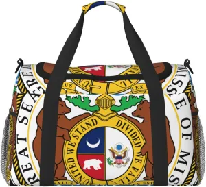 National Emblem Of Missouri Travel Duffel Bag Large Foldable Waterproof Overnight Bag For Beach Swim Bags Pool Sports Gym