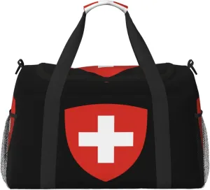 National Emblem Of Switzerland Travel Duffel Bag Large Foldable Waterproof Overnight Bag For Beach Swim Bags Pool Sports Gym