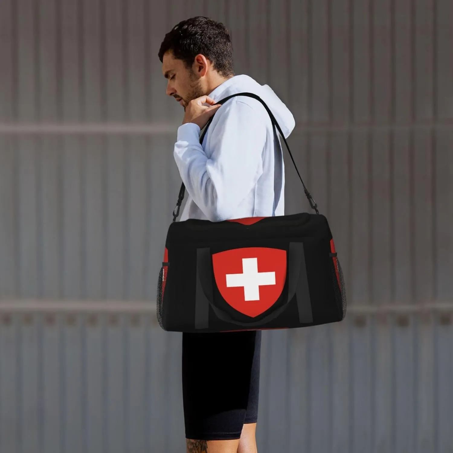 National Emblem Of Switzerland Travel Duffel Bag Large Foldable Waterproof Overnight Bag For Beach Swim Bags Pool Sports Gym