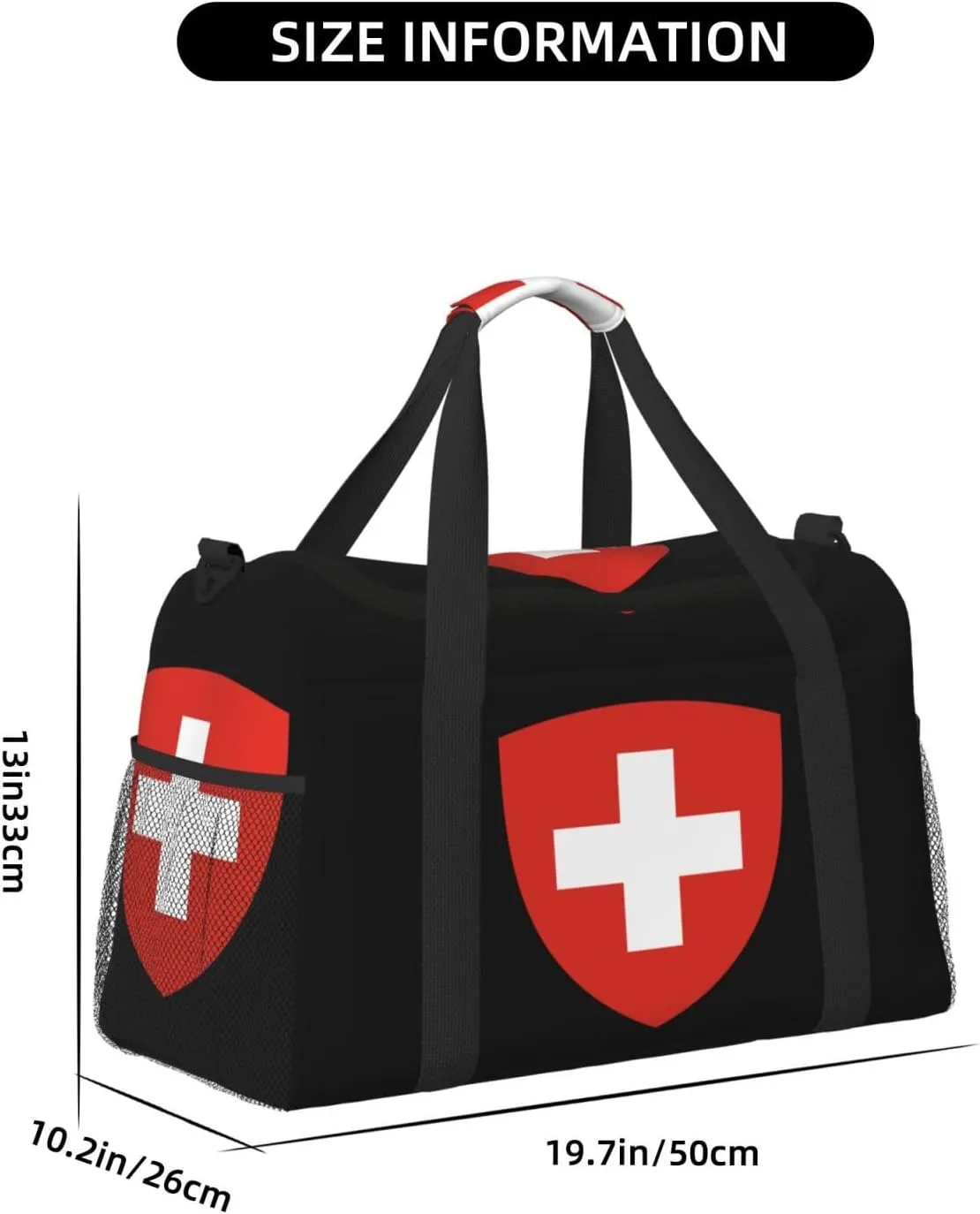 National Emblem Of Switzerland Travel Duffel Bag Large Foldable Waterproof Overnight Bag For Beach Swim Bags Pool Sports Gym